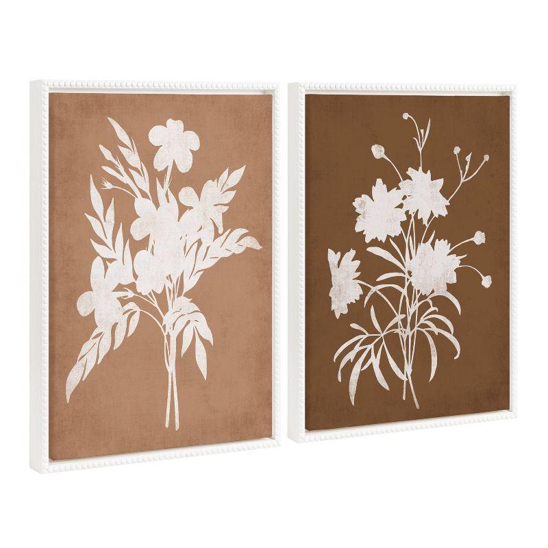 Kate & Laurel All Things Decor (Set of 2) Sylvie Beaded Floral Framed Canvas Art by Heather Dutton