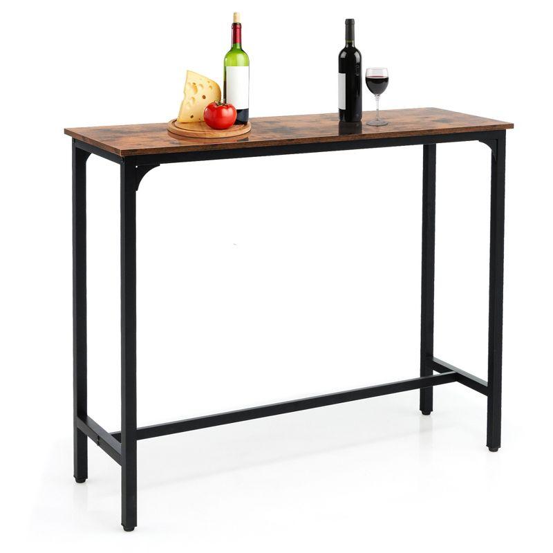 Tangkula 48" Rectangular Bar Table Kitchen Dining Table w/ Steel Frame & Adjustable Feet