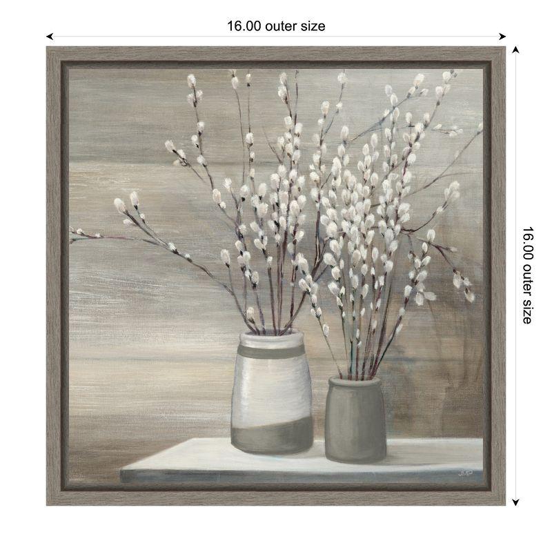 Amanti Art Willow Still Life Gray Pots Crop by Julia Purinton Framed Canvas Wall Art