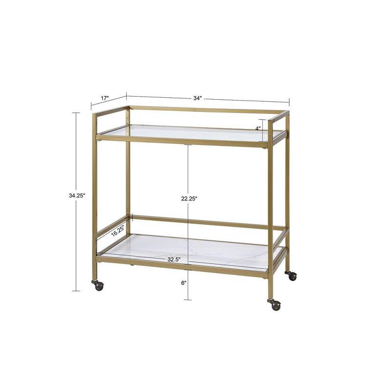 Martha Stewart Lionel 2-Tier Bar Cart with Glass Top and Ceramic Shelf