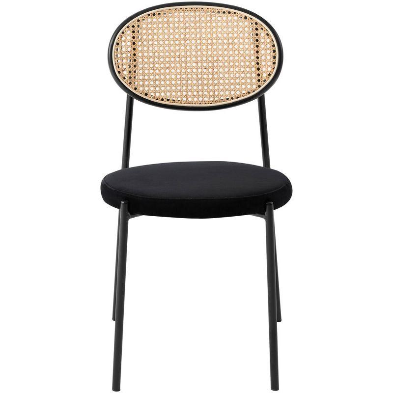 LeisureMod Euston Set of 2 Modern Dining Chairs with Wicker Back and Velvet Seat, Indoor Kitchen, Dining Room, Home, Contemporary Side Chair Seating