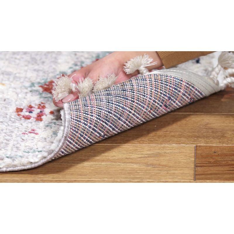 Ivory and Multi Diamond Synthetic Flat Woven Runner Rug