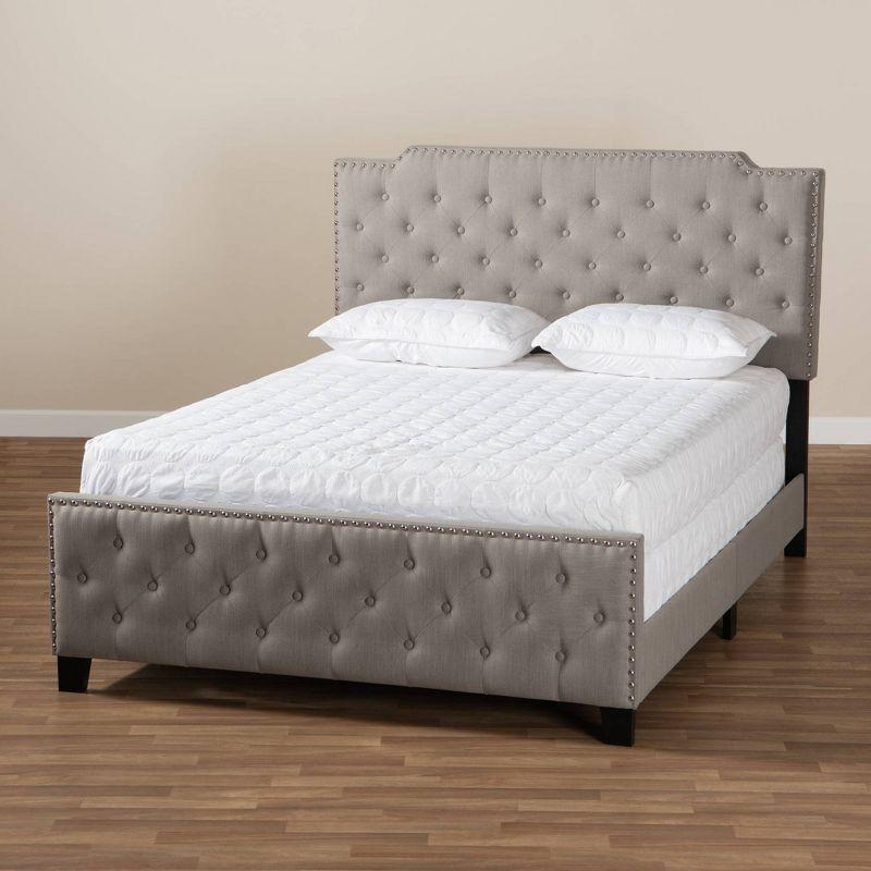 Marion Fabric Upholstered Button Tufted Panel Bed - Baxton Studio