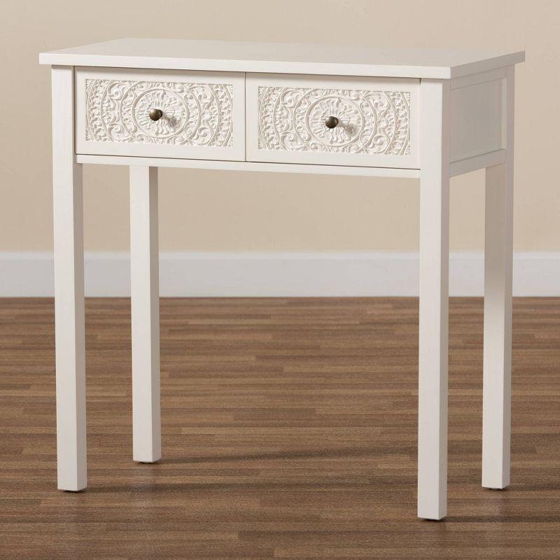 Lambert Wood 2 Drawer Console Table White - Baxton Studio