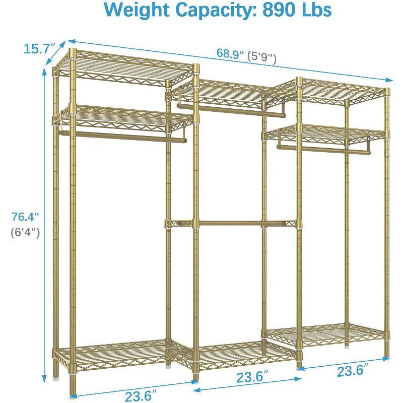 VIPEK V5i Garment Rack Heavy Duty Clothes Rack, Portable Closet Wardrobe Bedroom Armoires Freestanding Clothing Rack, Gold