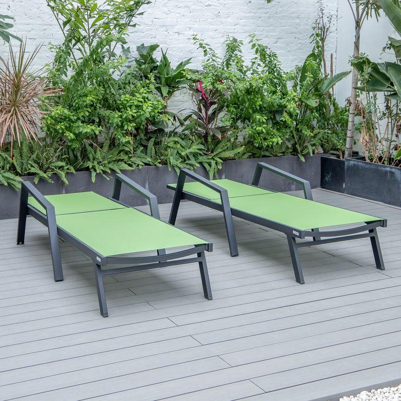 Green Aluminum Frame Patio Chaise Lounge Chair with Armrests