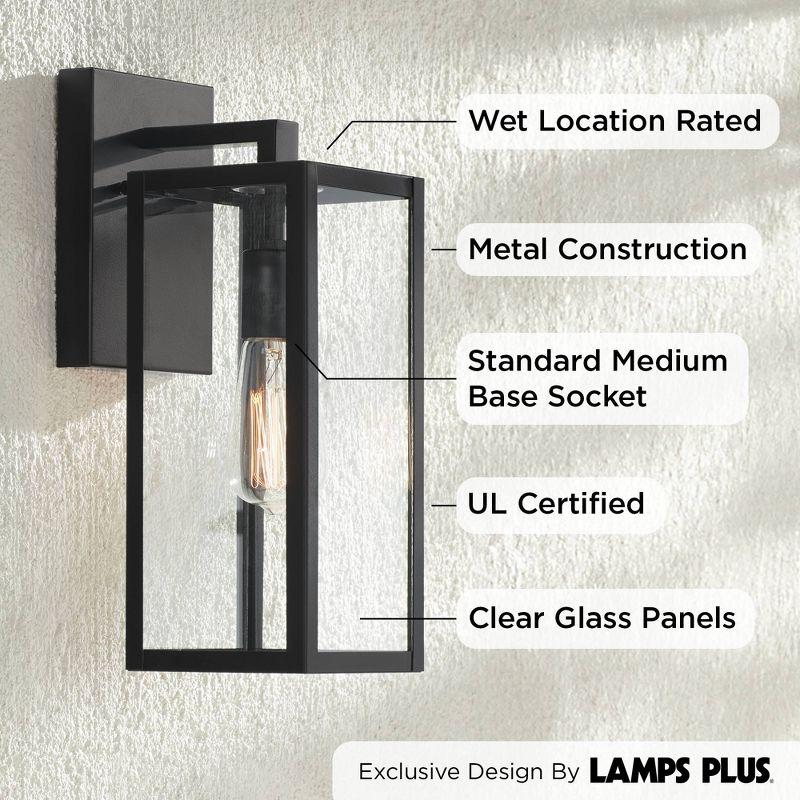 John Timberland Titan Modern Outdoor Wall Light Fixtures Set of 2 Mystic Black 14 1/4" Clear Glass for Post Exterior Barn Deck House Porch Yard Patio