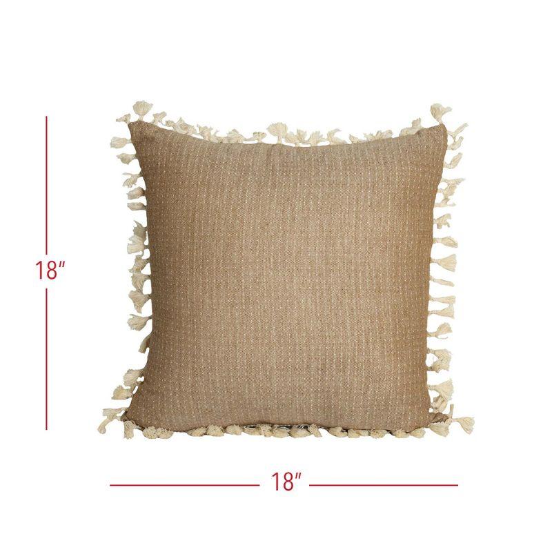 Hand Woven Reversible Throw Pillow Brown Cotton With Polyester Fill by Foreside Home & Garden