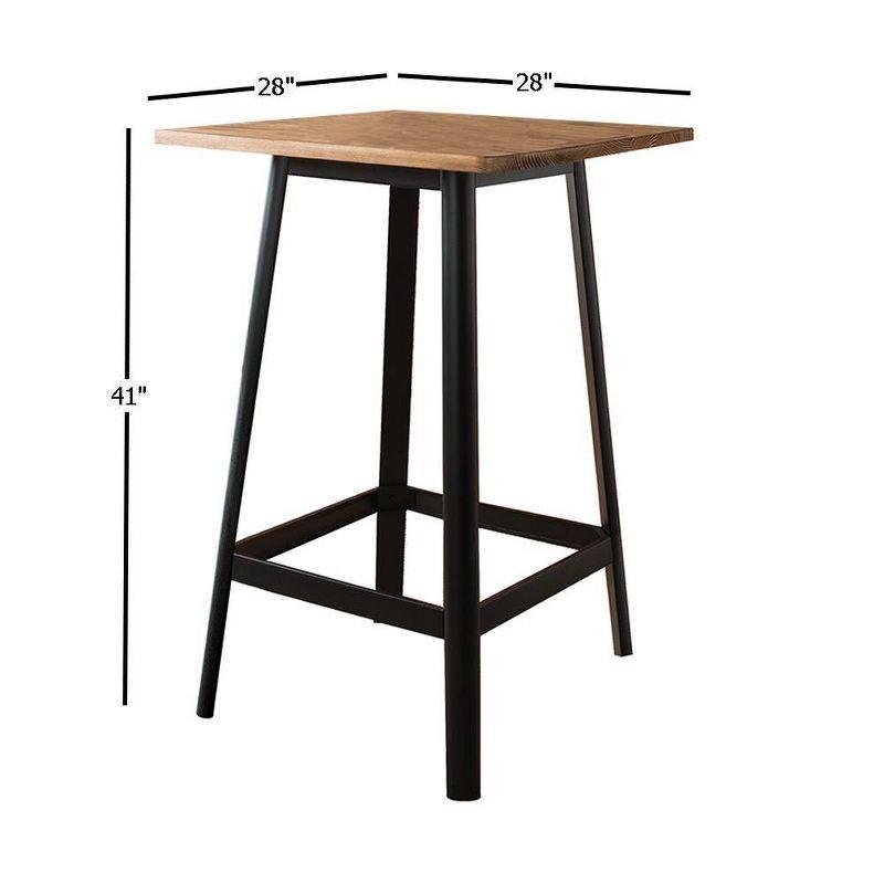 Industrial Pine Wood Square Bar Table in Natural & Black