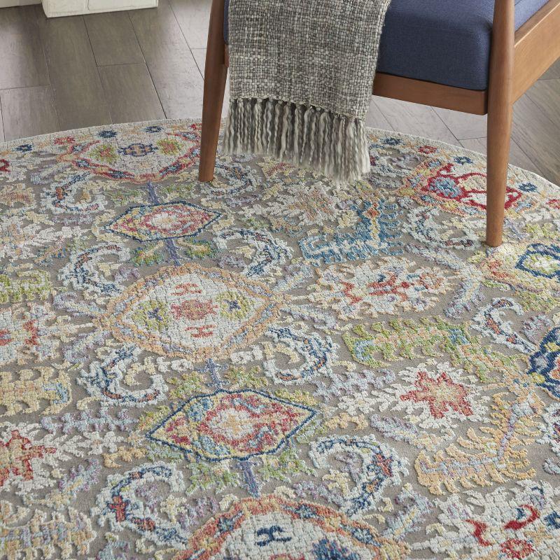 Nourison Global Vintage Traditional Bordered Indoor Area Rug Grey/Multicolor 6' x Round