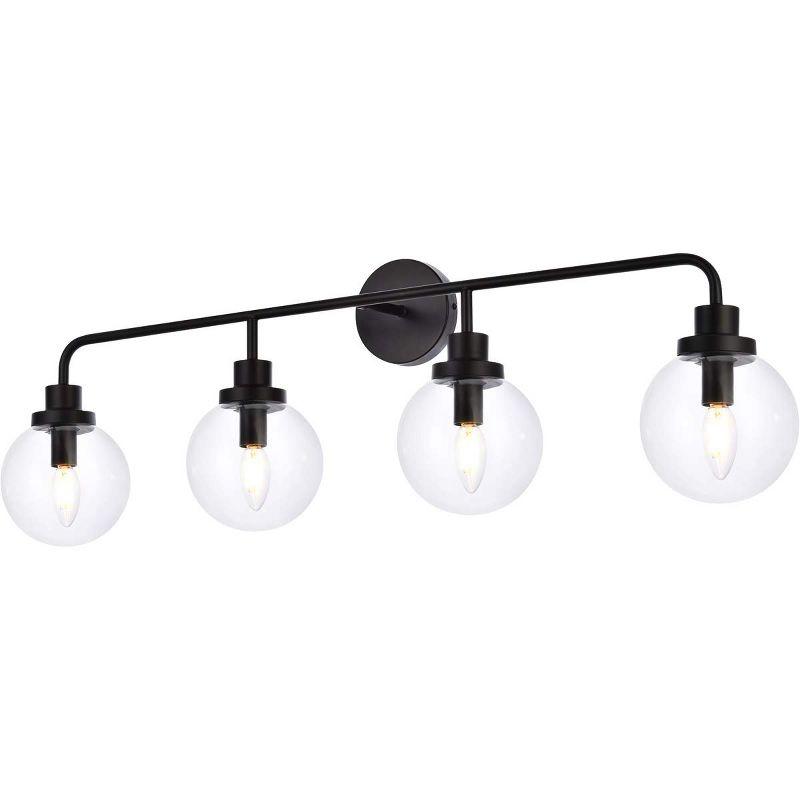 Elegant Lighting Hanson 4 lights bath sconce in black with clear shade