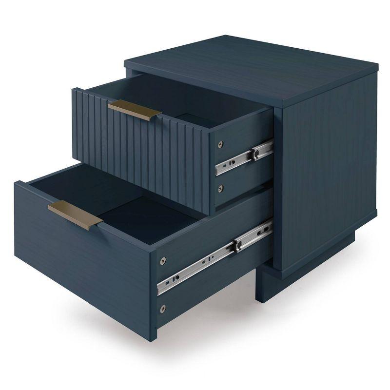 Granville Modern 2 Drawer Nightstand Midnight Blue - Manhattan Comfort: Soft Close, UV Finish, Metal Handles