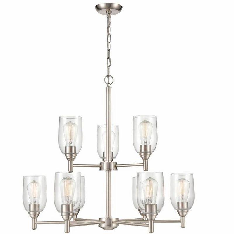 Arlett Brushed Nickel 9-Light Chandelier, 30" Wide