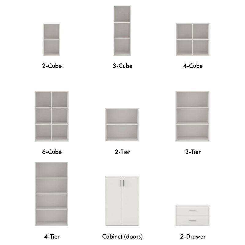 24/7 Shop At Home 24" Silkpath Modern 2 Cube Stackable and Modular Bookcase White: MDF Wood, Open Shelving