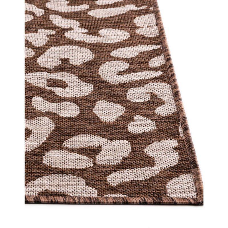 Brown and White Synthetic Outdoor Runner Rug