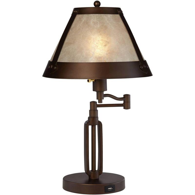 Bronze Adjustable Swing Arm Desk Lamp with USB Port