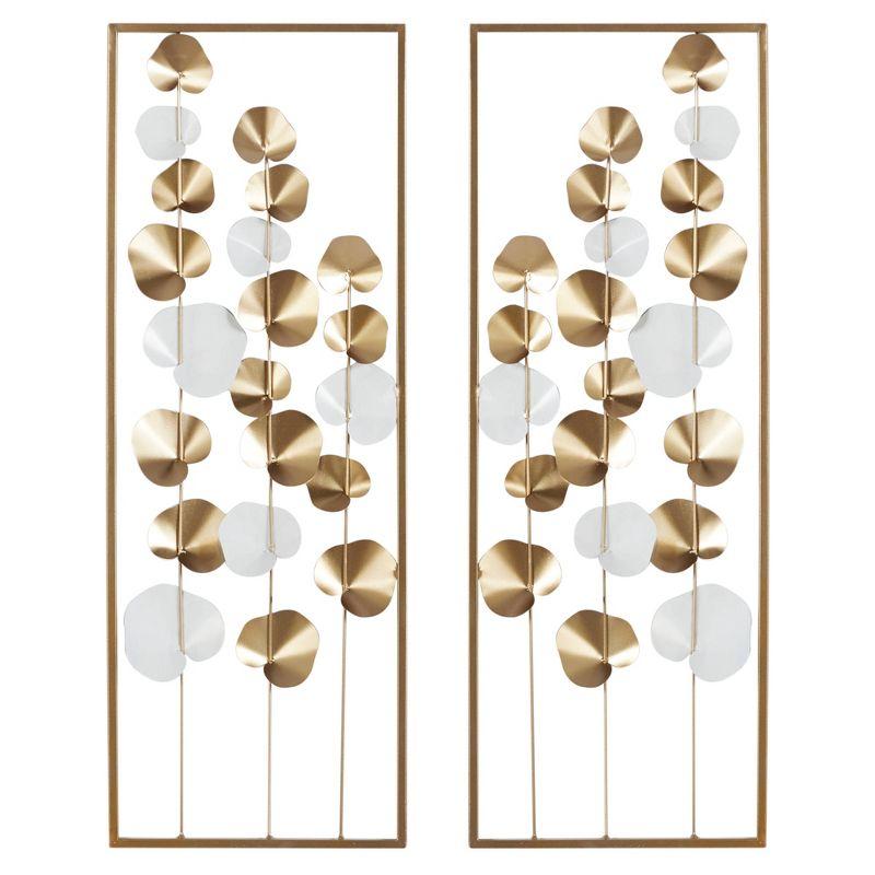 Gold and White Metal Botanical Wall Art Set