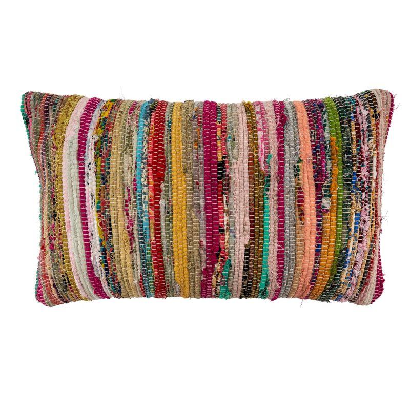 Saro Lifestyle Multi-Colored Chindi Throw Pillow With Down Filling