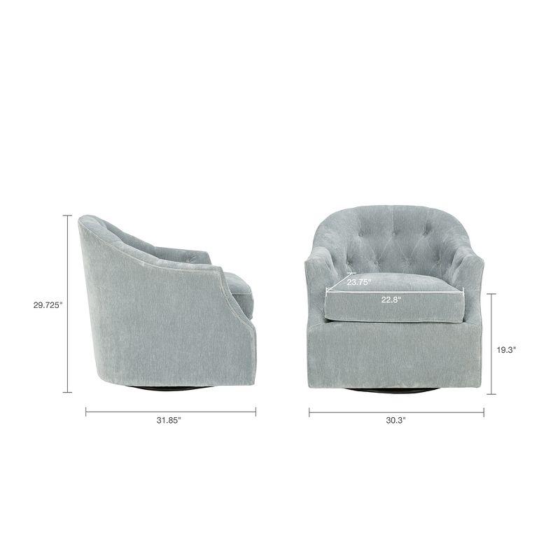 Light Blue Velvet Swivel Club Chair with Wood Frame