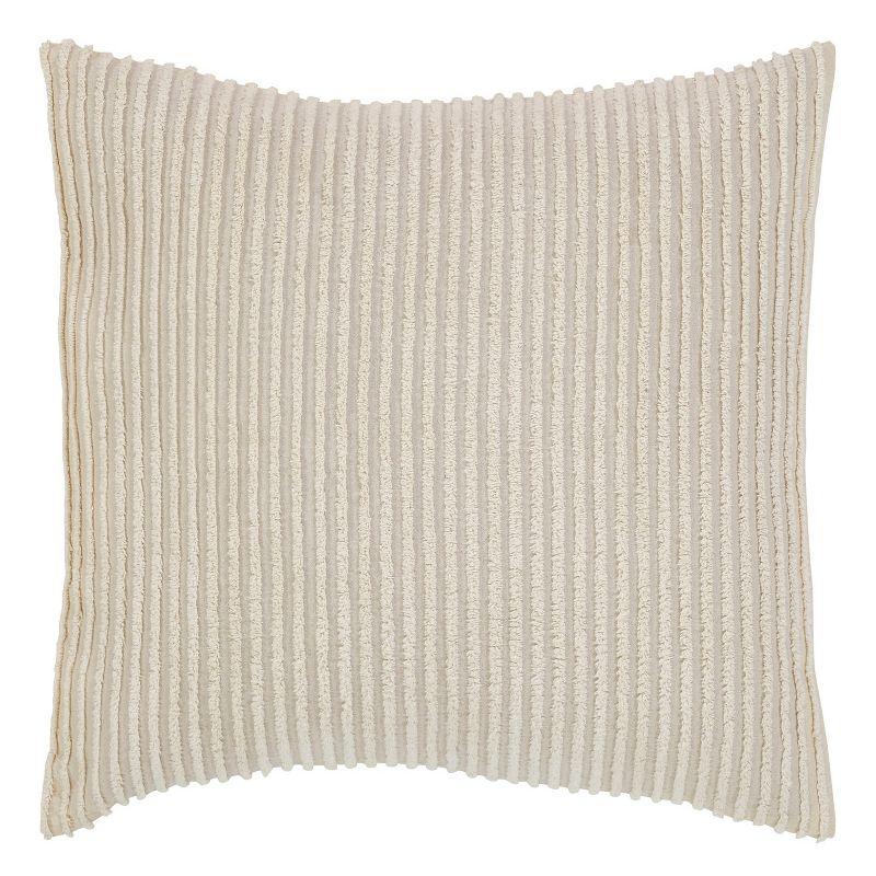 Better Trends Jullian Collection 100% Cotton Tufted Pillow Sham with Stripe Pattern Machine Washable Pillow Cover