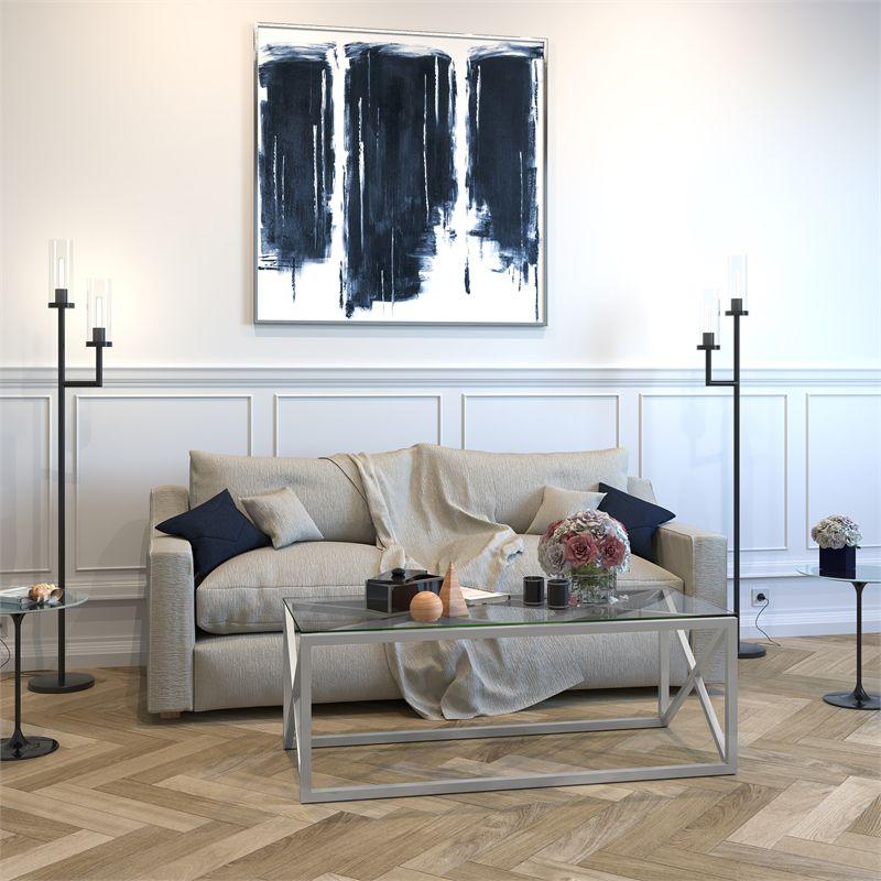 17' Metal Geometric Coffee Table in Gray - Henn&Hart