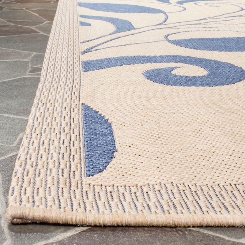 Courtyard CY2961 Power Loomed Indoor and Outdoor Area Rug - Natural/Blue - 7'10"x7'10" - Safavieh