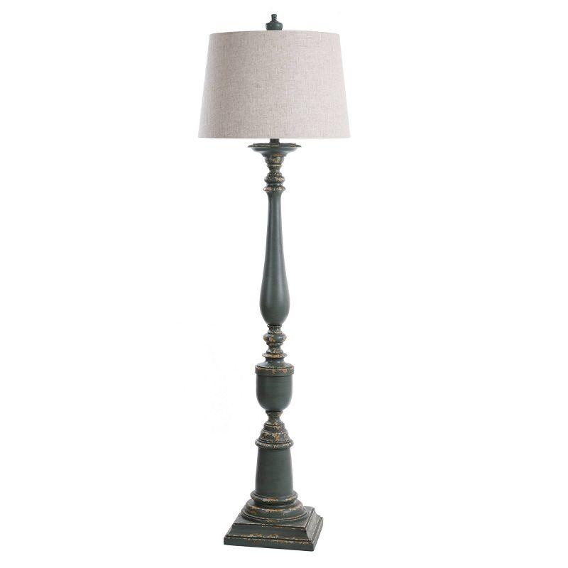 Avignon Blue and White 64" 3-Way Floor Lamp with Fabric Shade