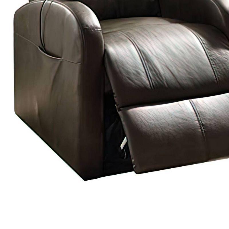 Dark Gray Faux Leather Power Lift Recliner with Wood Accents