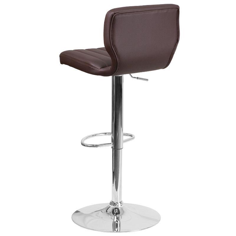 Elevate Brown Vinyl Swivel Adjustable Barstool with Chrome Finish