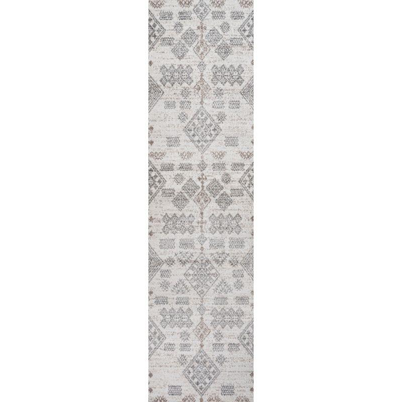 2'x10' Bhalil Berber Diamond Geometric Runner Rug, Beige - JONATHAN Y
