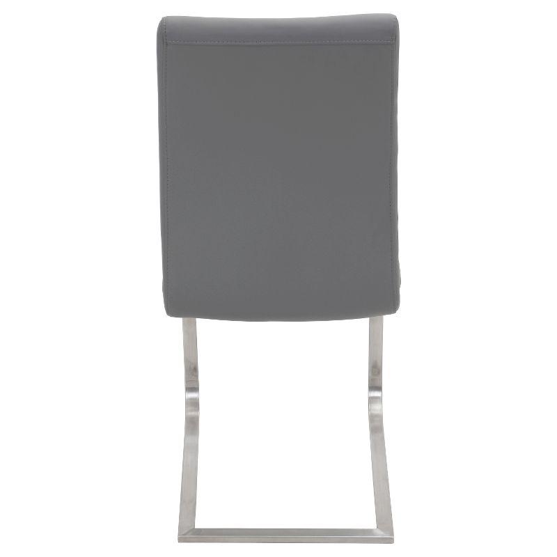 LumiSource Set of 2 Foster Contemporary Dining Chair Stainless Steel/Gray: Upholstered, Steel Frame, Floor Protectors