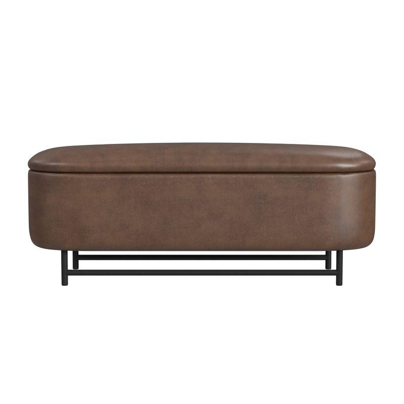 Homepop Ellipse Storage Bench With Metal Legs - Brown