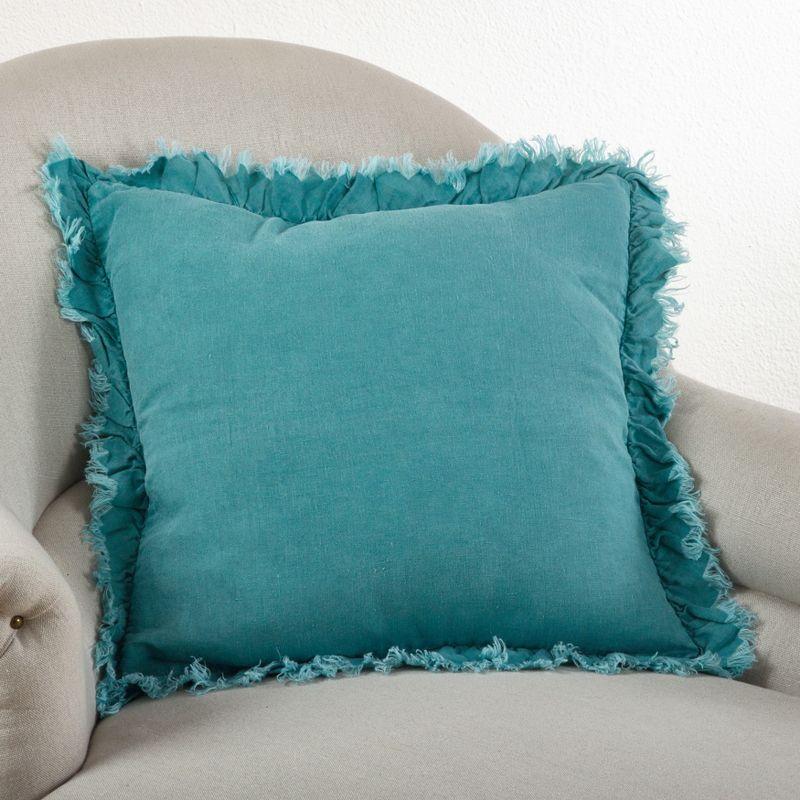 Saro Lifestyle Ruffled Linen Down Filled Throw Pillow