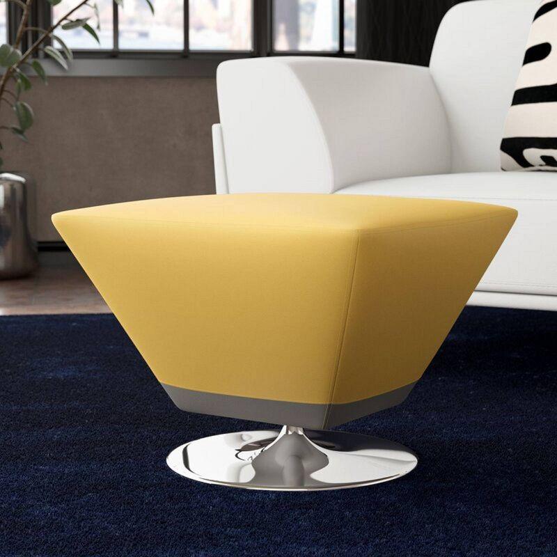 Diamond Swivel Ottoman Yellow - Manhattan Comfort: Faux Leather Upholstered, Metal Frame, No Assembly Required