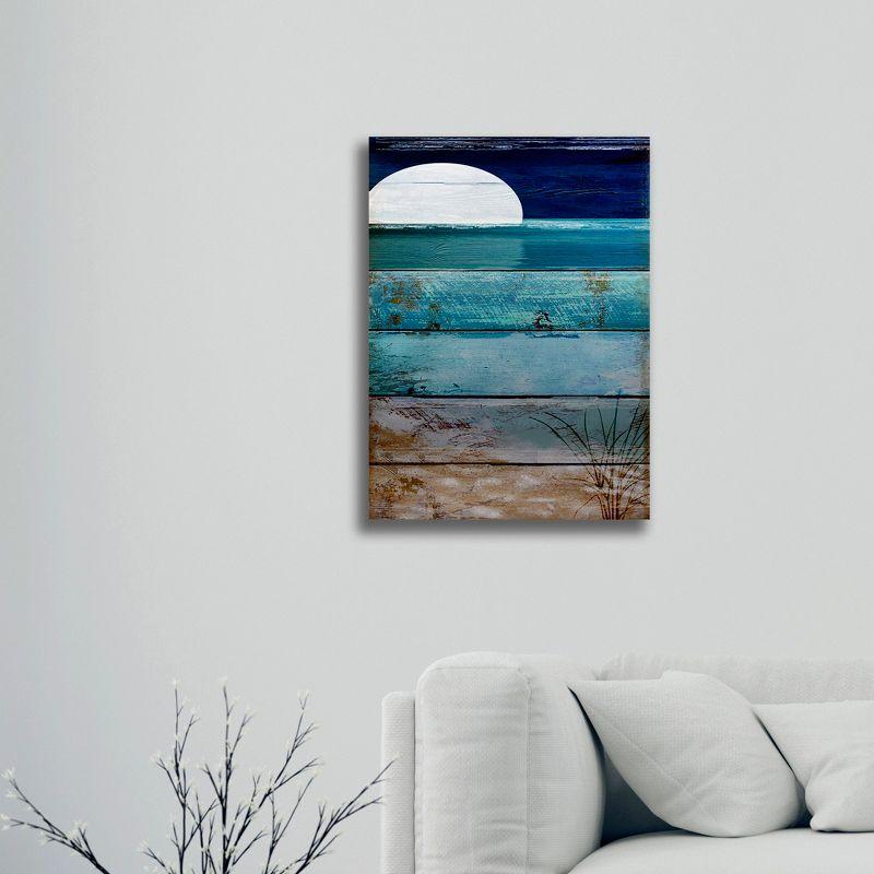 Trademark Fine Art - Color Bakery 'Beach Moonrise I' Floating Brushed Aluminum Art