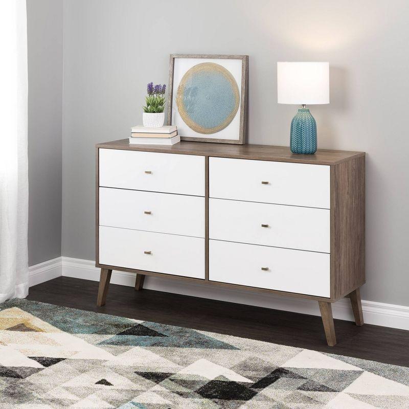 Milo Drifted Gray Mid-Century Modern 6-Drawer Dresser