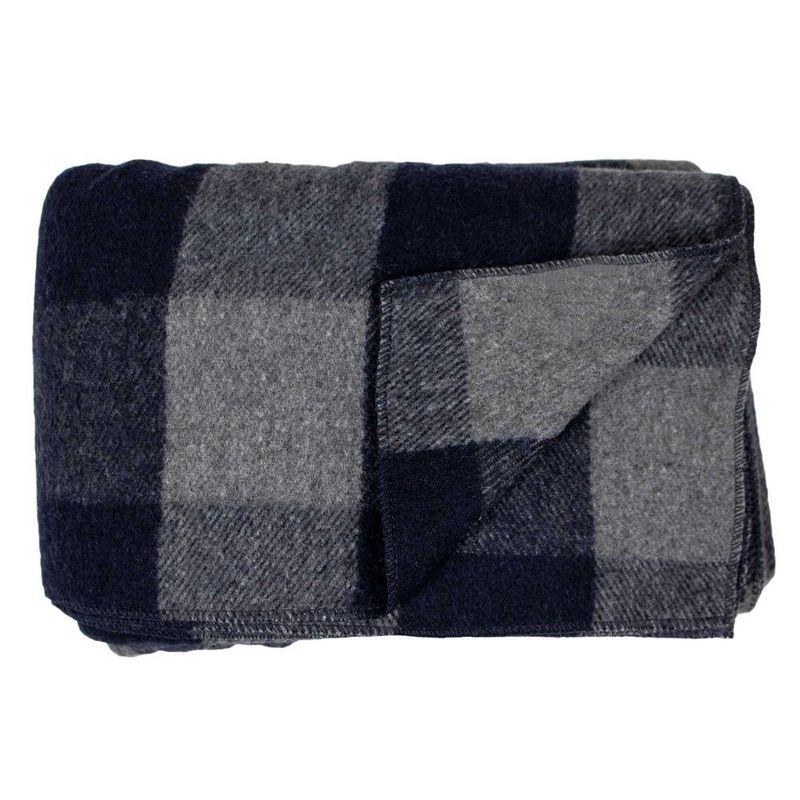Minus33 Merino Wool M33 - Camp Throw Blanket White Mountain Woolen Gray and Blue Plaid