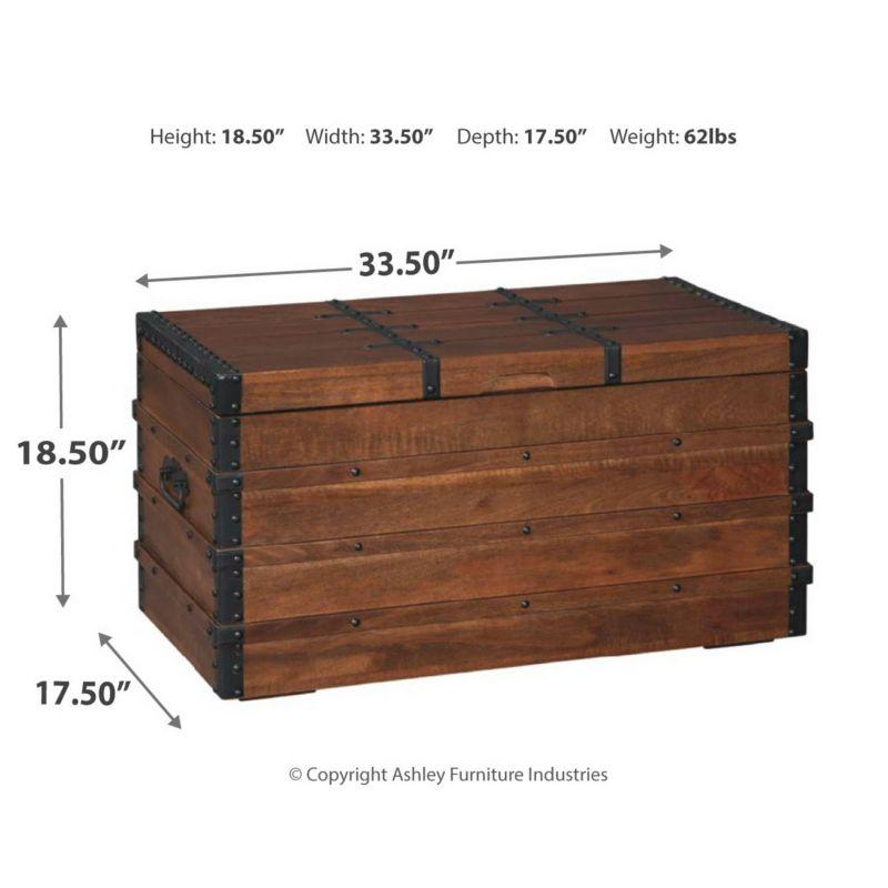 Kettleby Storage Trunk Brown - Signature Design by Ashley: Vintage-Inspired, Coffee Table, Farmhouse Decor