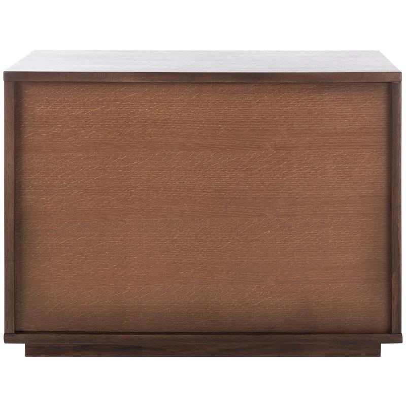 Transitional Acacia Wood Nightstand with Slim Metal Pull - Brown