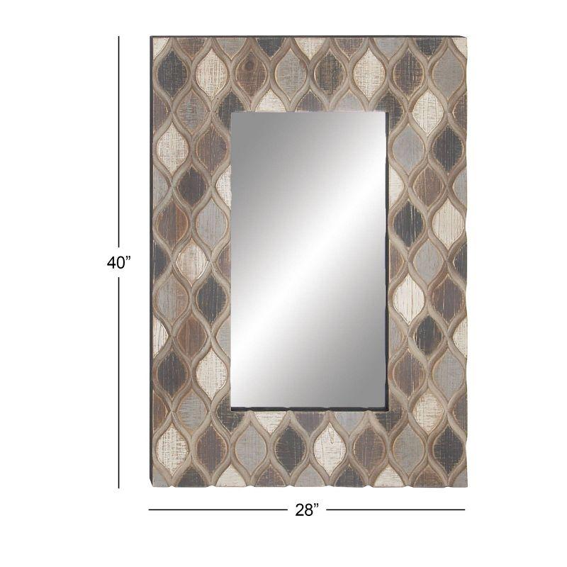 Wood Wall Mirror with Diamond Pattern Beige - Olivia & May: Farmhouse Style, Rectangular, No Assembly Required