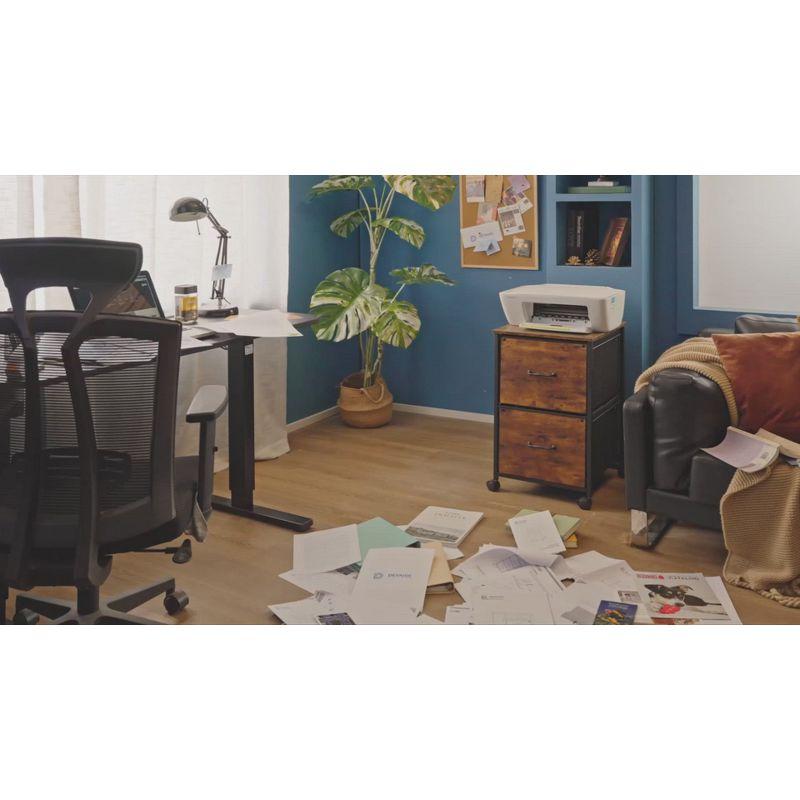 GALAXHERO  2 Drawer Mobile File Cabinet, Rolling Printer Stand with Open Storage Shelf for Home Office, White