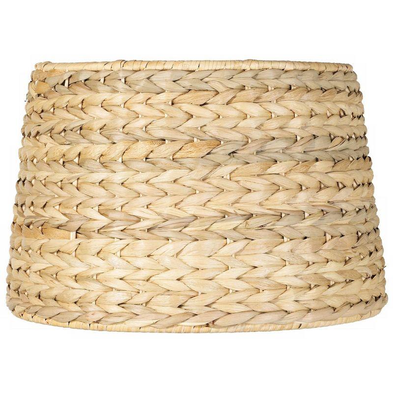 Springcrest Woven Seagrass Small Drum Lamp Shade 10" Top x 12" Bottom x 8.25" Slant x 8" High (Spider) Replacement with Harp and Finial