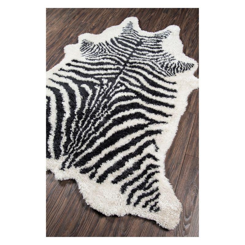 Novelty Khalhari Animal Print Handmade Tufted Black/White Area Rug