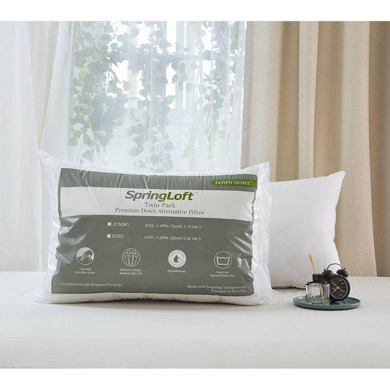 SpringLoft King Size White Down Alternative Pillow Twin Pack