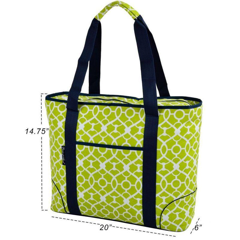 Extra Large Trellis Green Insulated Cooler Tote Bag