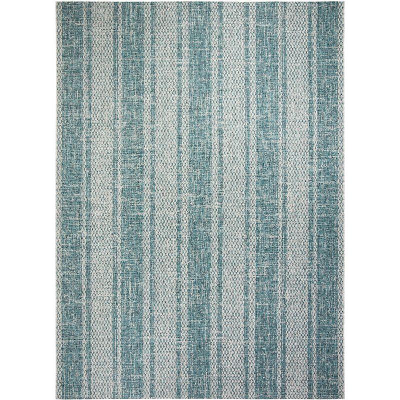 Courtyard CY8736 Power Loomed Indoor and Outdoor Area Rug - Light Grey/Teal - 9'x12' - Safavieh