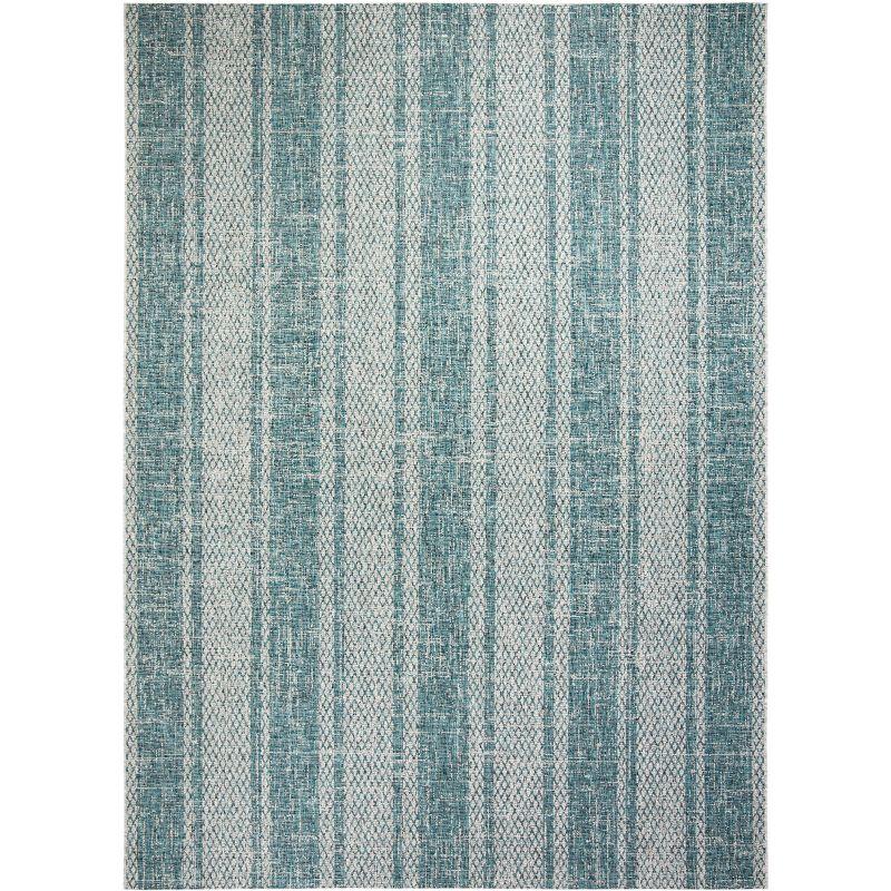 Easycare Reversible Light Grey/Teal Synthetic Area Rug 9' x 12'