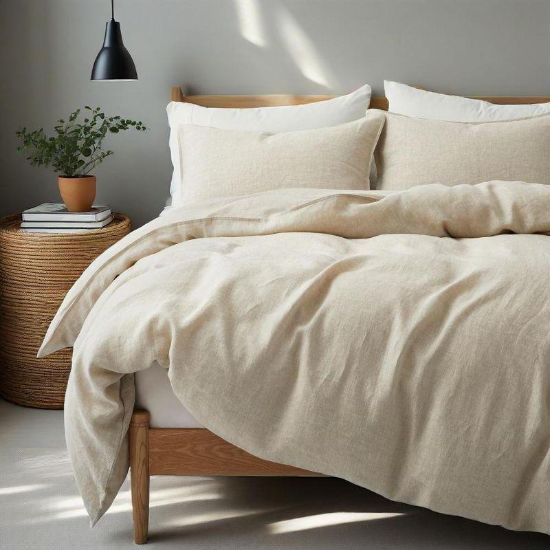 Peace Nest Linen and Cotton Duvet Cover with Pillowcase