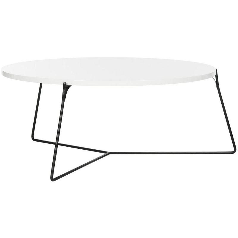 Mae Transitional Round Wood & Metal Coffee Table in White