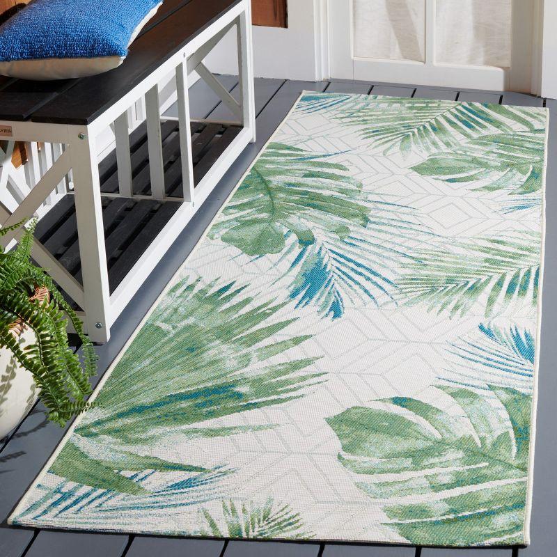 Barbados BAR590 Power Loomed Indoor and Outdoor Runner Rug - Green/Teal - 2'8"x8' - Safavieh.
